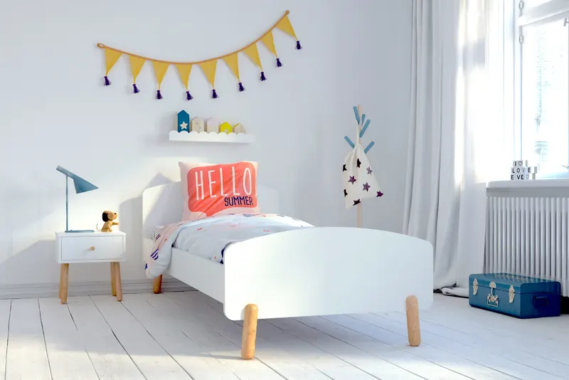 Bett in Weiß und Natur, 90 × 200 cm, Ansicht 7