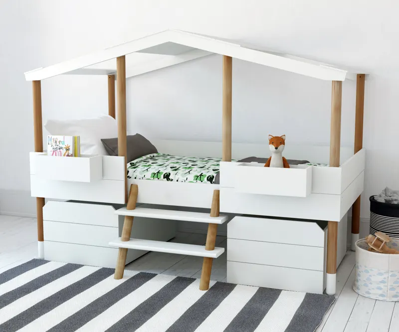 Schubladen-Set für Hochbett, MDF, weiß/natur, Ansicht 8