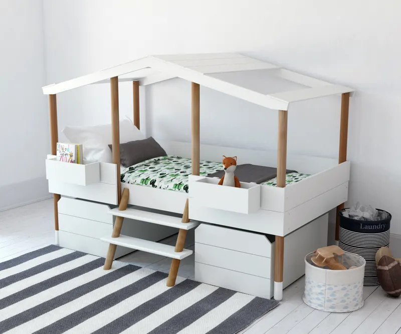 Schubladen-Set für Hochbett, MDF, weiß/natur, Ansicht 9