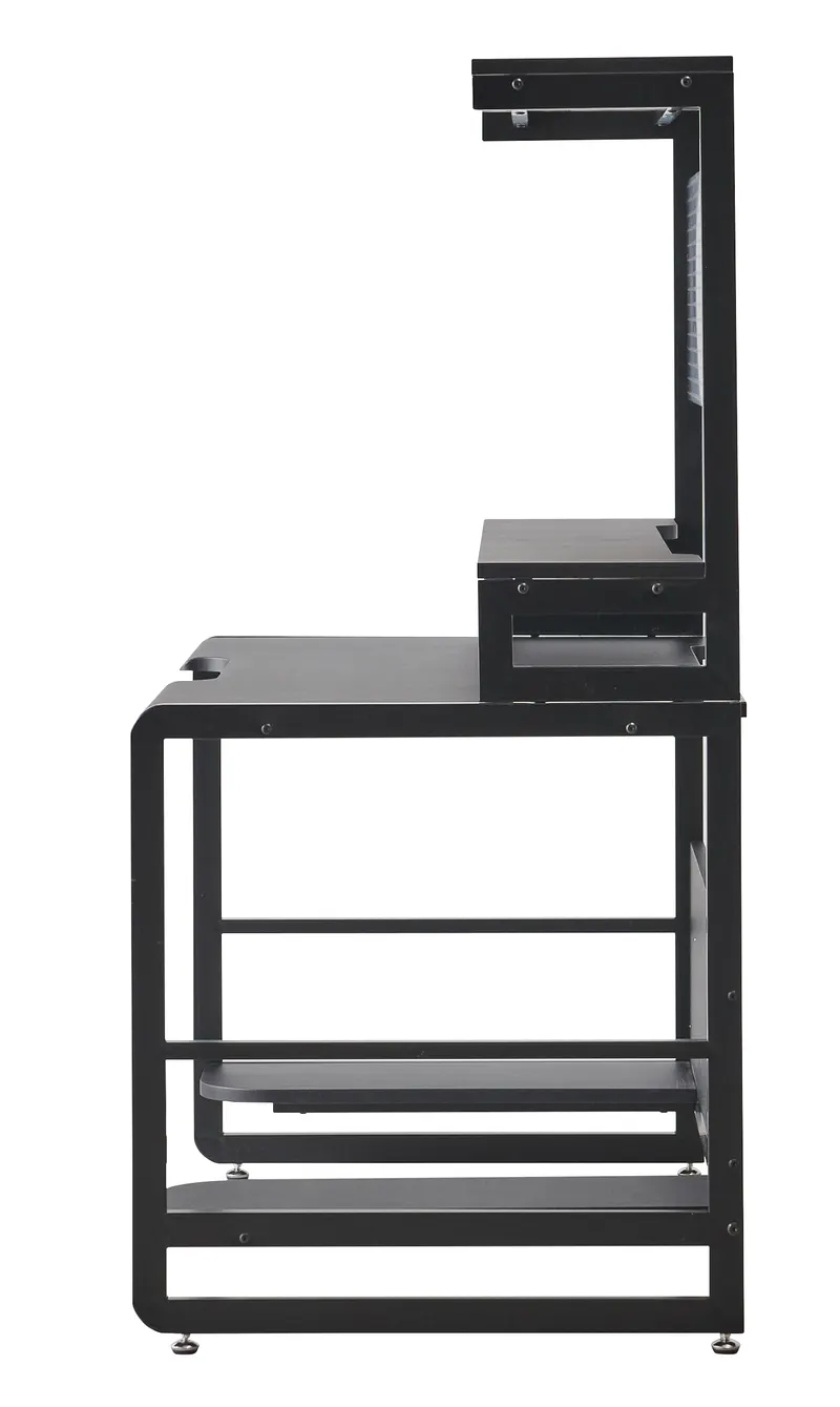 Schreibtisch mit Ablagen, MDF und Metall, Schwarz, Ansicht 3