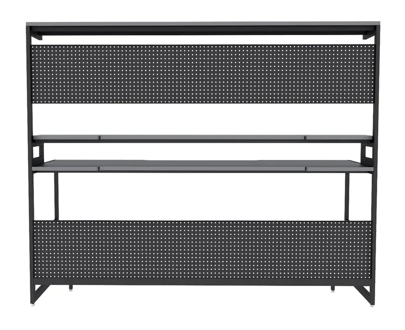 Schreibtisch mit Ablagen, MDF und Metall, Schwarz, Ansicht 5
