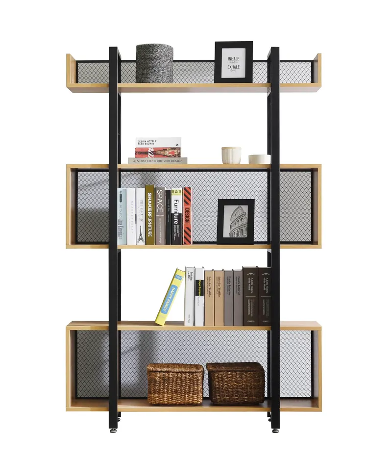 Regal mit 3 offenen Fächern, MDF in Natur und Metall in Schwarz, Ansicht 11