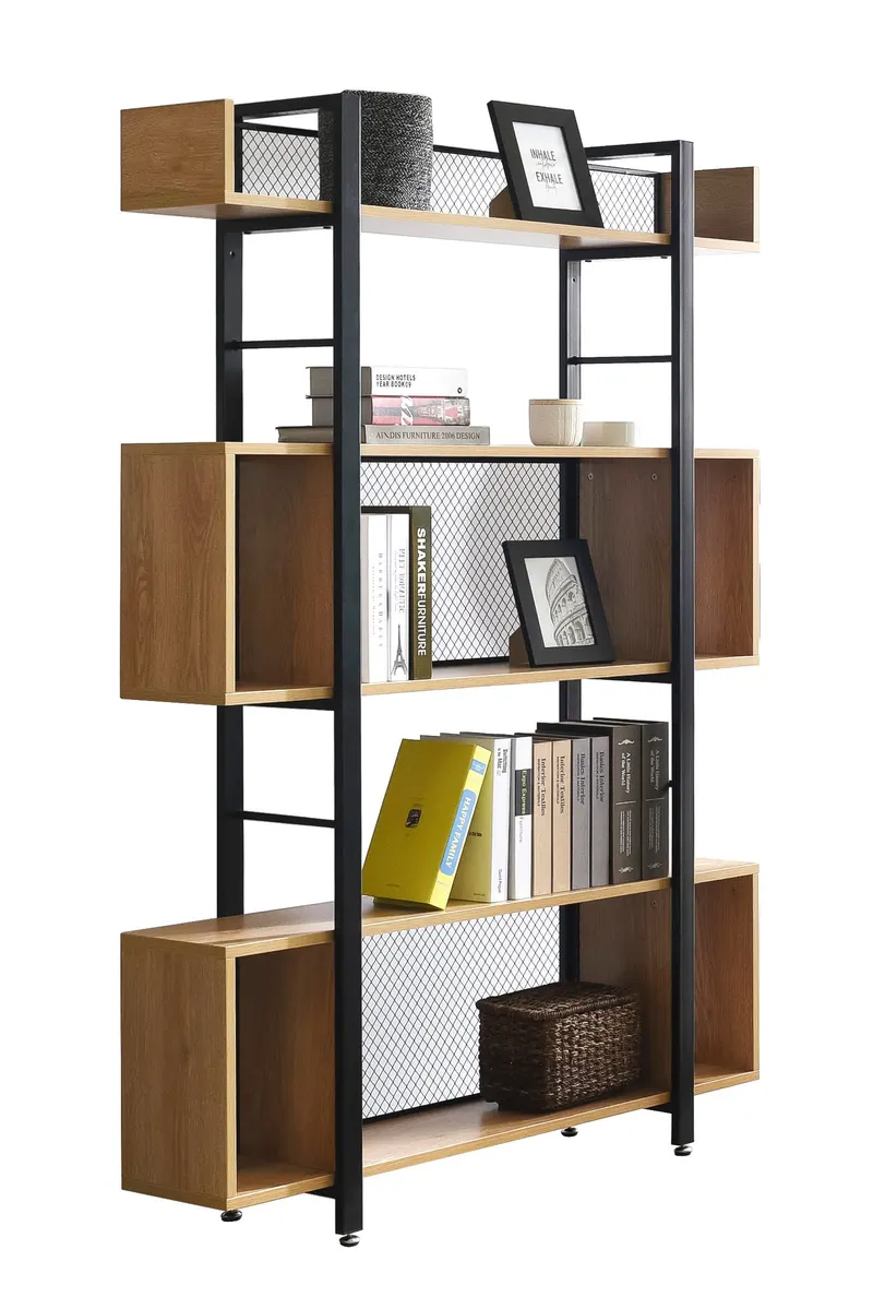 Regal mit 3 offenen Fächern, MDF in Natur und Metall in Schwarz, Ansicht 12