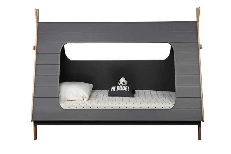Kinderbett mit Schublade in Zeltform, Grau und Natur, Ansicht 4