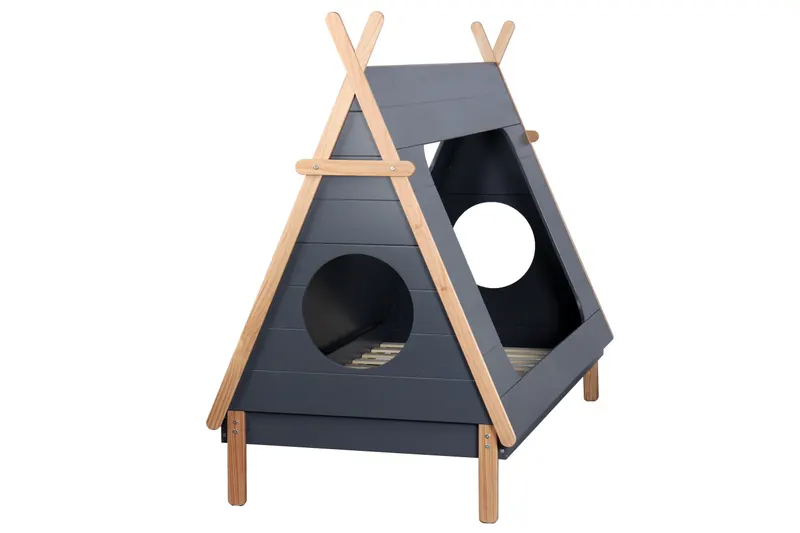Kinderbett mit Schublade in Zeltform, Grau und Natur, Ansicht 6