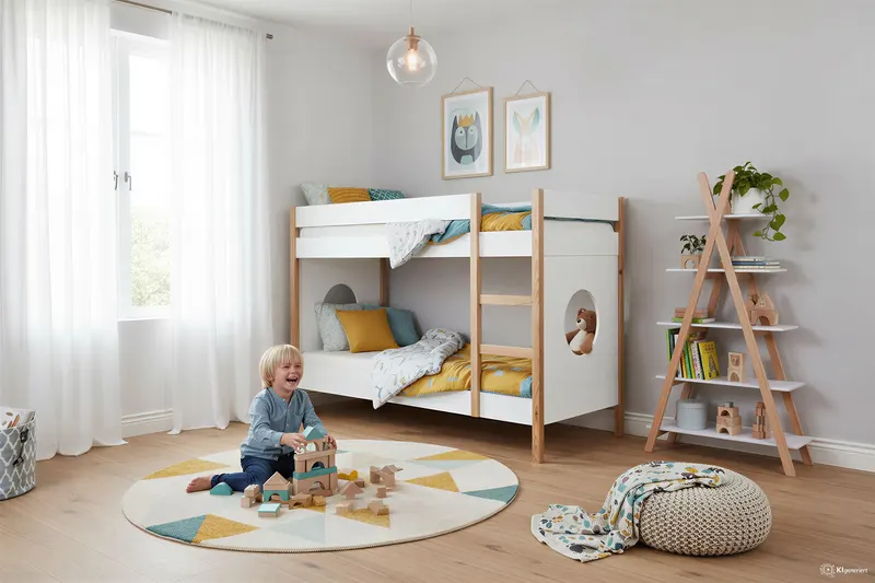 Etagenbett mit Seitenpaneelen, natur/weiß, Ansicht 10
