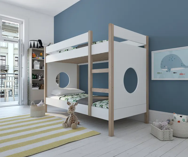 Etagenbett mit Seitenpaneelen, natur/weiß, Ansicht 6