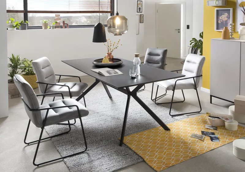 Tisch 180 × 90 cm, dunkelgrau und schwarz, Ansicht 6