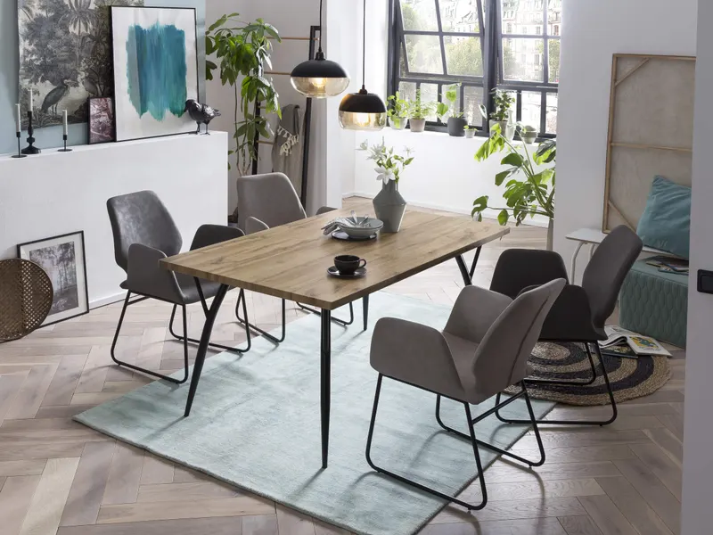 Tisch 150 × 90 cm, MDF mit Eiche-Dekor, Ansicht 8