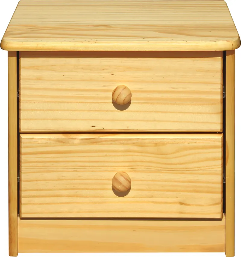 Kommode aus Kiefer massiv, natur lackiert, 2 Schubladen, 43 × 35 × 42 cm
