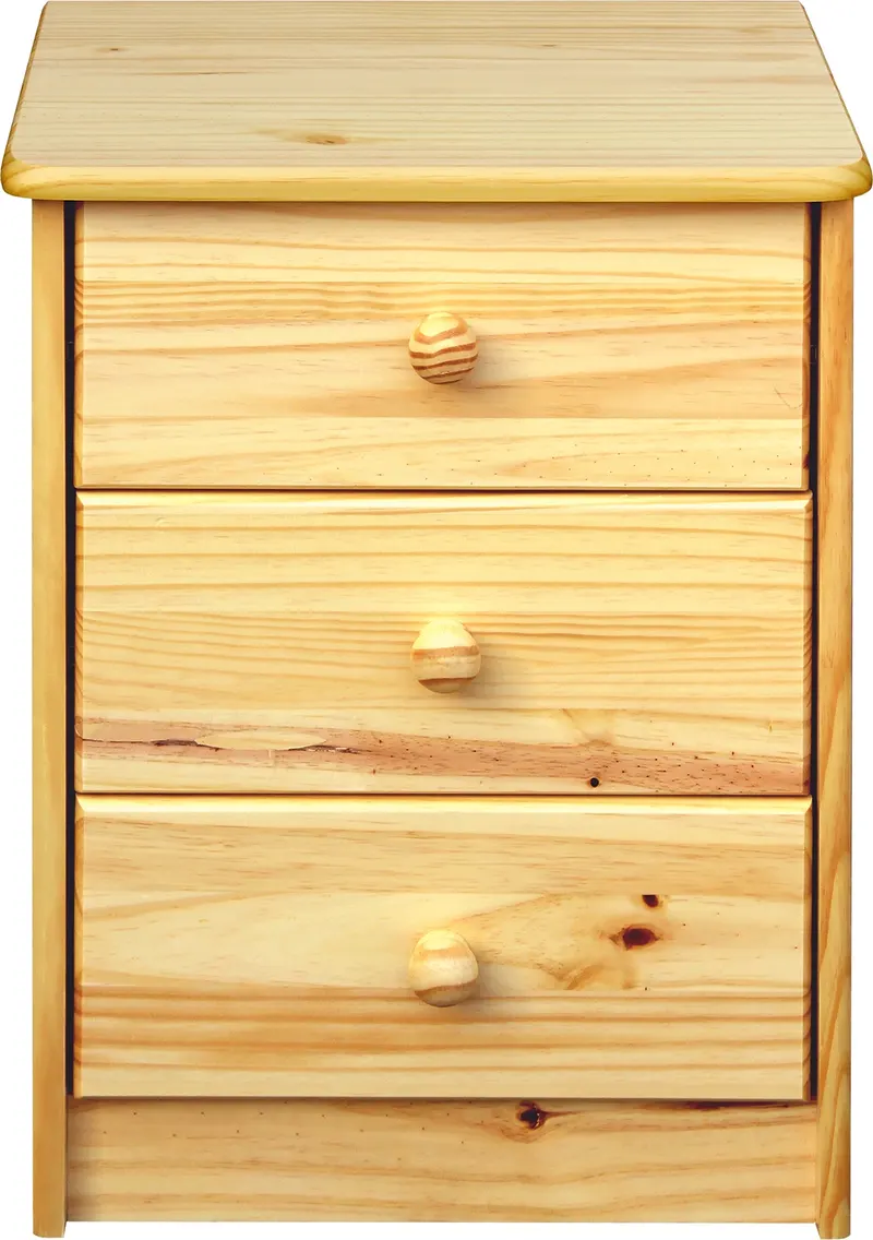 Kommode aus massivem Kiefernholz, natur lackiert, 43 × 35 × 57 cm, natur, lackiert
