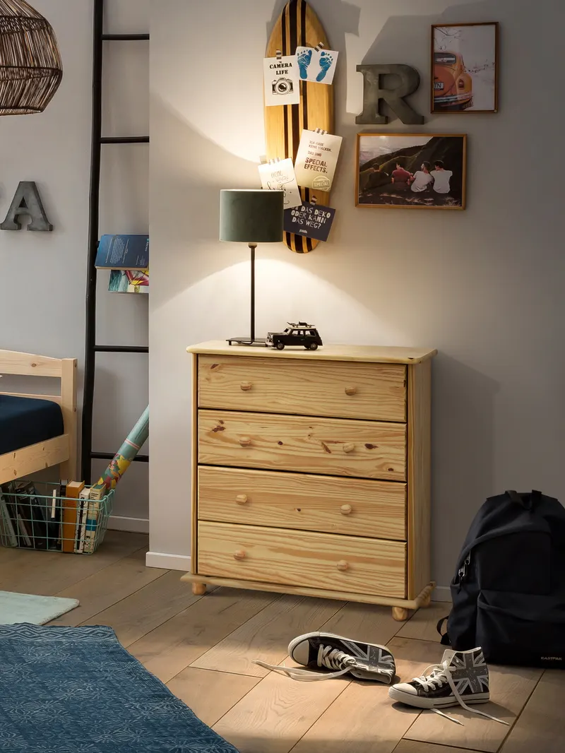 Kommode Kiefer massiv natur lackiert, Ansicht 6