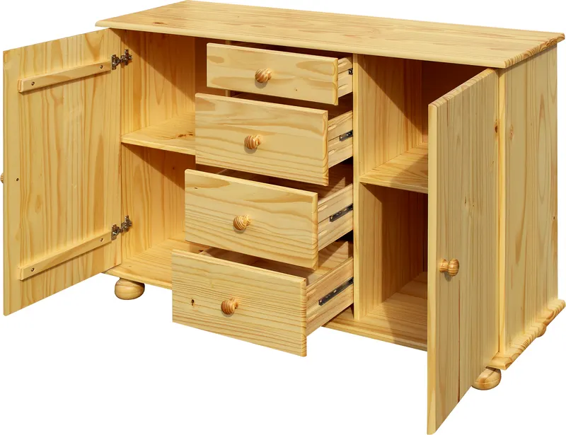 Kommode aus lackierter Kiefer massiv, natur, Ansicht 4