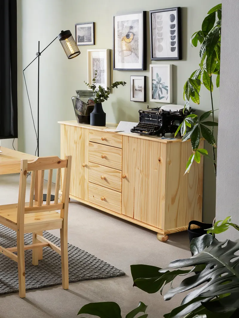 Kommode aus lackierter Kiefer massiv, natur, Ansicht 6