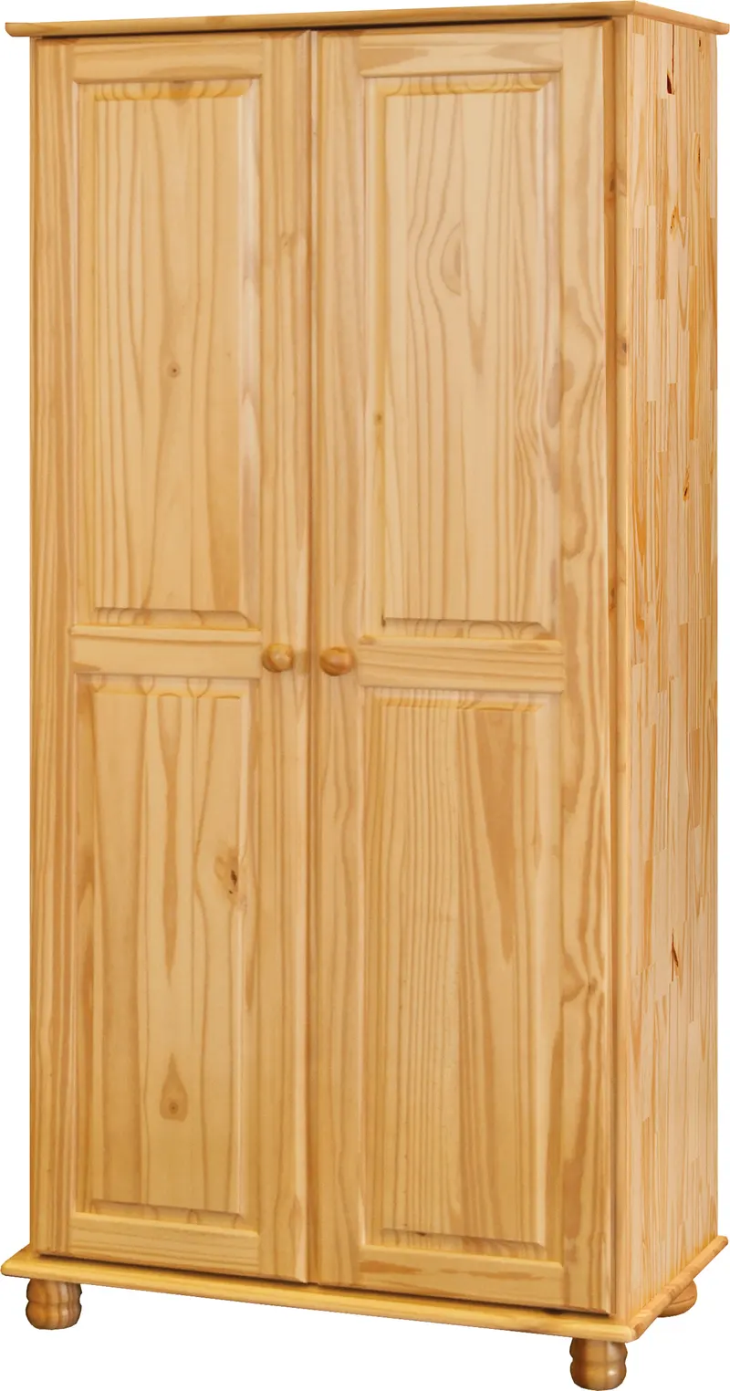 Kleiderschrank aus Kiefer massiv, natur lackiert, Ansicht 2