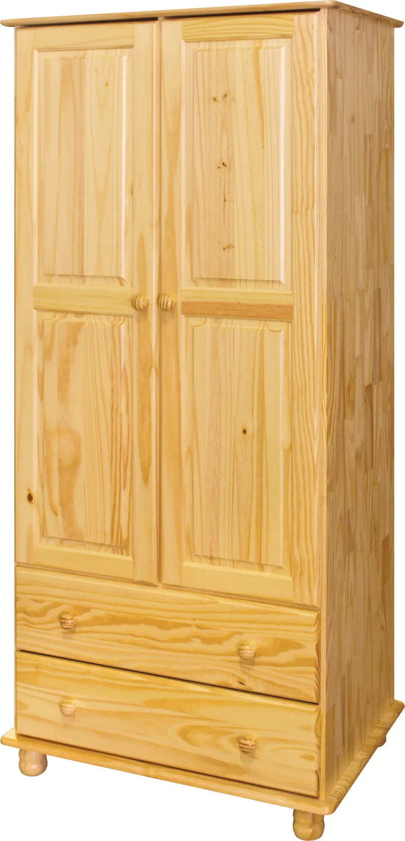 Kleiderschrank aus Kiefer massiv, natur lackiert, Ansicht 2