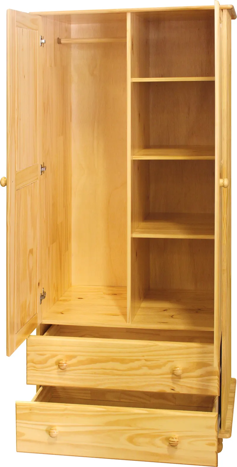 Kleiderschrank aus Kiefer massiv, natur lackiert, Ansicht 3