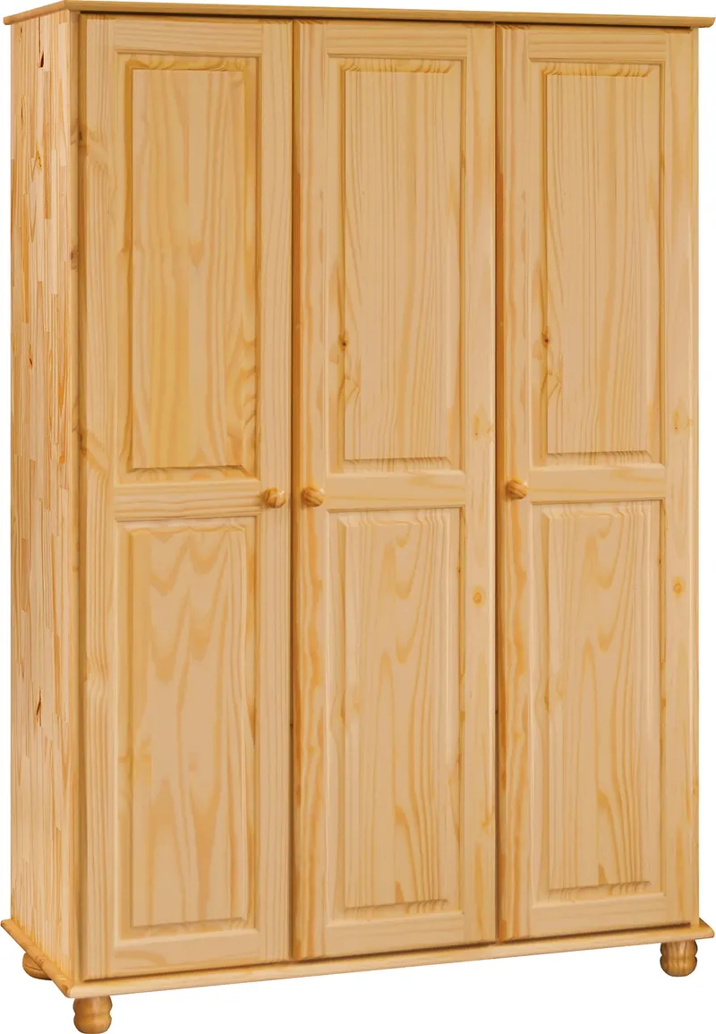 Kleiderschrank aus Kiefer massiv, natur lackiert, Ansicht 2