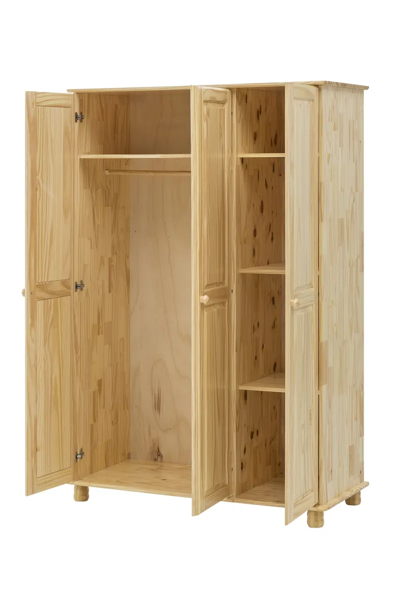 Kleiderschrank aus Kiefer massiv, natur lackiert, Ansicht 3