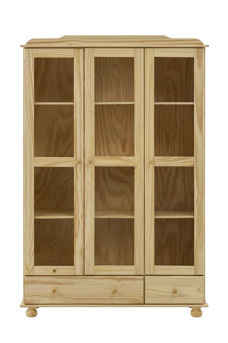 Vitrine aus Kiefer massiv, natur lackiert