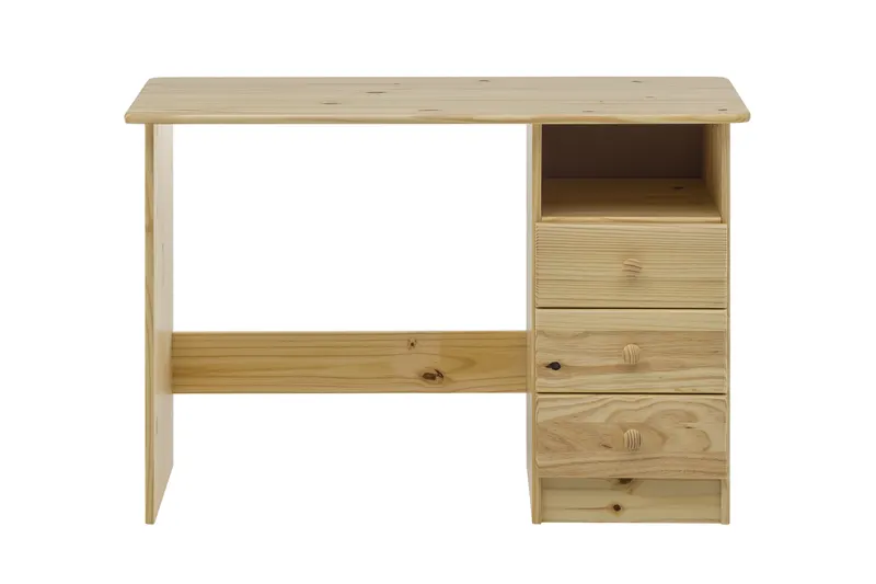 Schreibtisch aus Kiefer massiv, natur lackiert, natur, lackiert