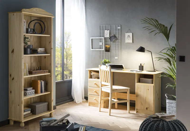 Bücherregal aus massivem Kiefernholz, natur lackiert, Ansicht 3