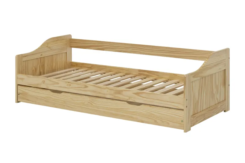 Bett aus massiver Kiefer, natur lackiert, Ansicht 2
