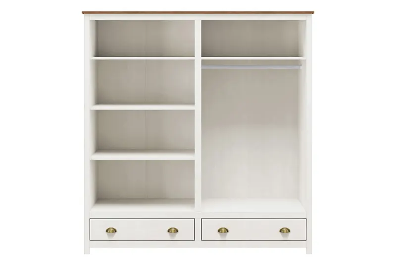 Kleiderschrank aus Kiefer massiv, weiß lackiert, Ansicht 2