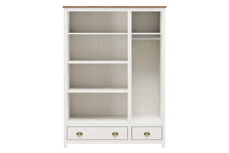 Kleiderschrank aus Kiefer massiv, weiß lackiert, Ansicht 2