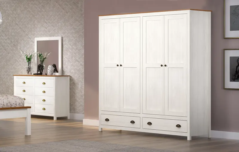 Kleiderschrank aus Kiefer massiv, weiß lackiert, Ansicht 5