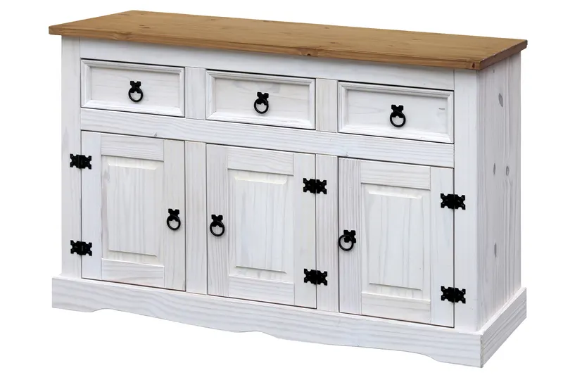 Sideboard aus massiver Kiefer mit honigfarbiger Deckplatte, Ansicht 2