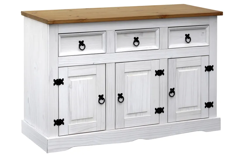 Sideboard aus massiver Kiefer mit honigfarbiger Deckplatte, Ansicht 3