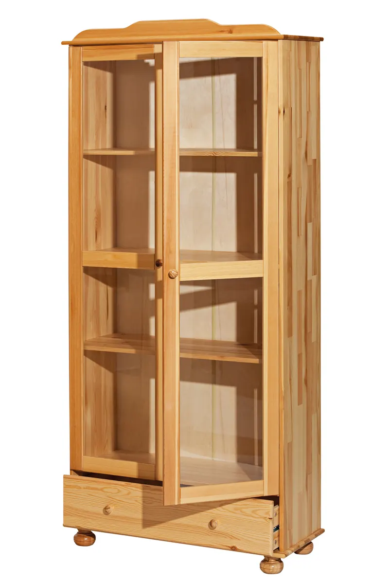 Vitrine aus Kiefer massiv, natur lackiert, Ansicht 2