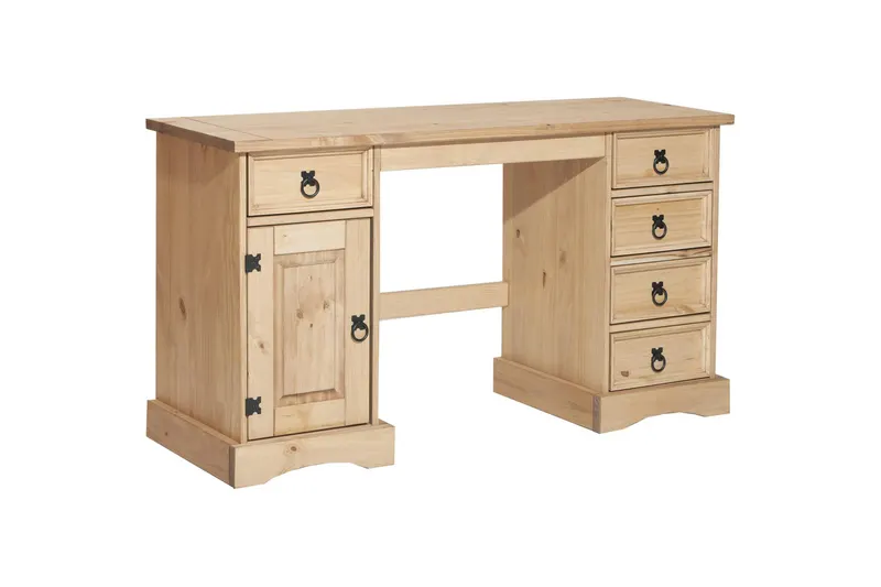 Schreibtisch aus massiver Kiefer, honigfarbig gewachst, Ansicht 2