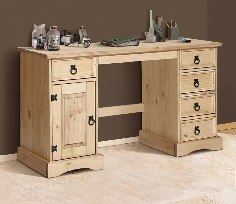 Schreibtisch aus massiver Kiefer, honigfarbig gewachst, Ansicht 4