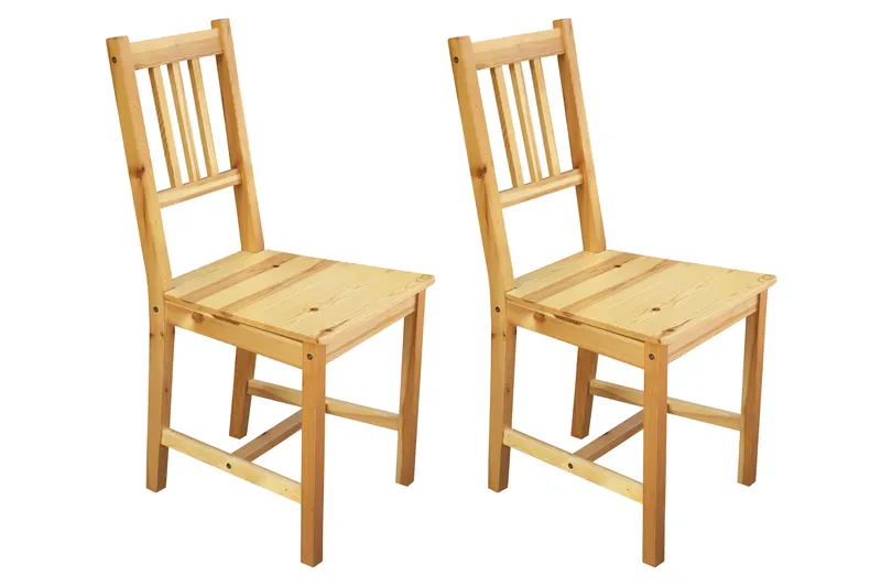 Stuhl, 2er-Set, Kiefer massiv natur lackiert