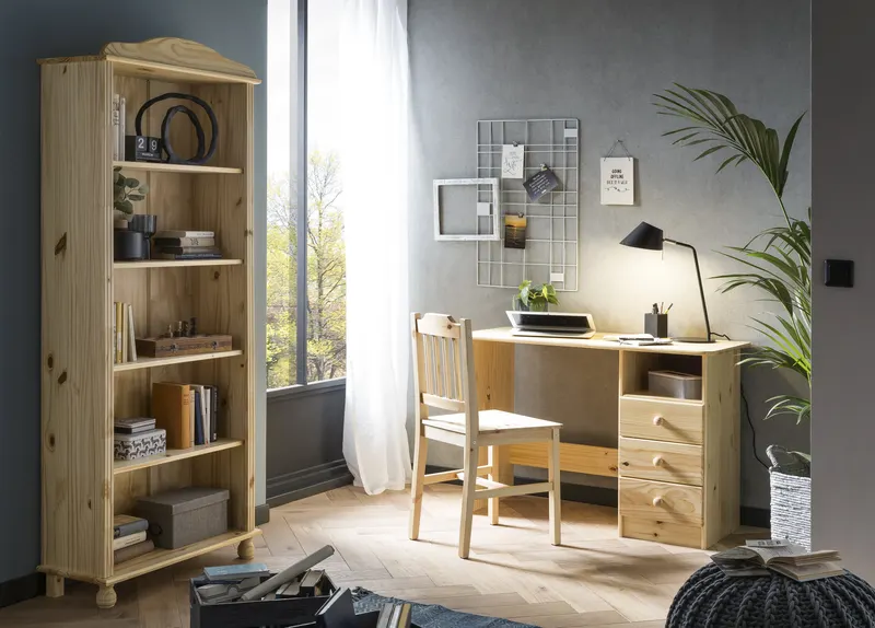 Bücherregal aus massivem Kiefernholz, natur lackiert, Ansicht 4