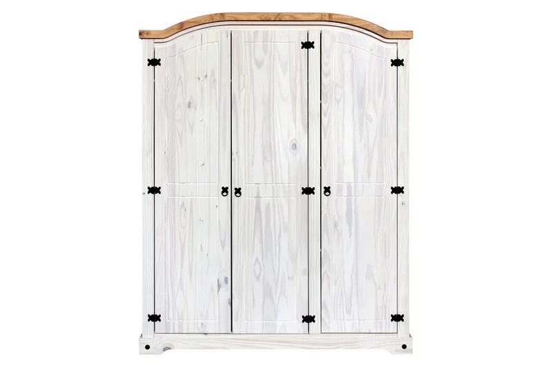 Kleiderschrank aus Kiefer massiv, weiß lackiert, Ansicht 2