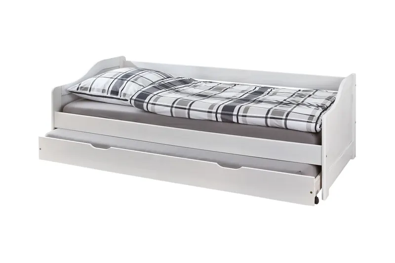 Bett aus Kiefer massiv, weiß, mit Schublade, Ansicht 3