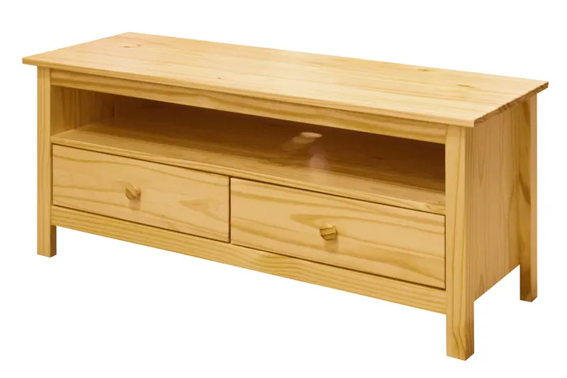 TV Board aus Kiefer massiv, natur lackiert, Ansicht 1