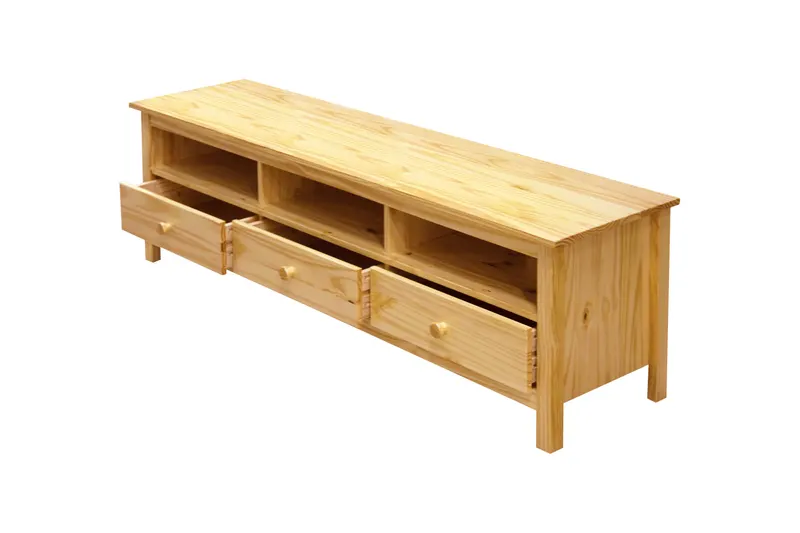 TV Lowboard aus Kiefer massiv, natur lackiert, Ansicht 2