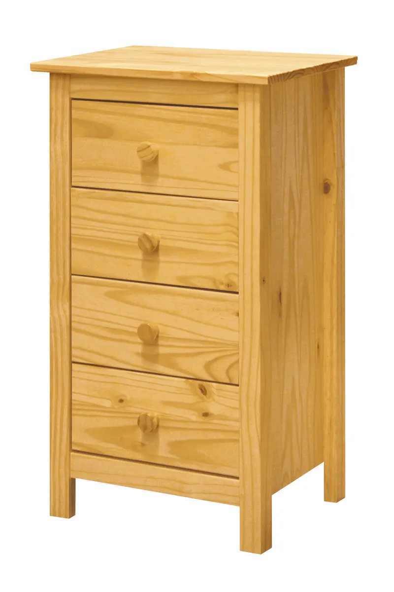 Kommode aus massivem Kiefernholz, natur lackiert, 46 × 35 × 80 cm, natur, lackiert