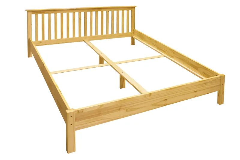 Bett aus massivem Kiefernholz, natur lackiert, 180 × 200 cm