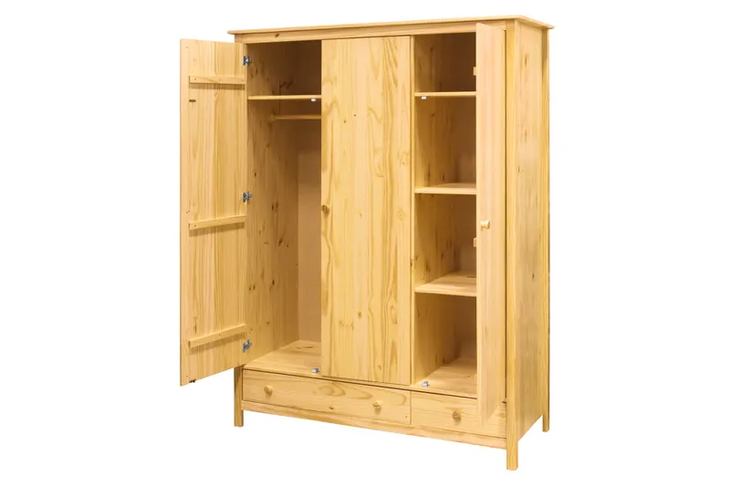 Kleiderschrank aus massiver Kiefer, natur lackiert, Ansicht 2
