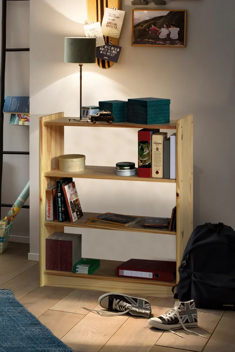 Bücherregal aus massiver Kiefer, natur lackiert, Ansicht 3