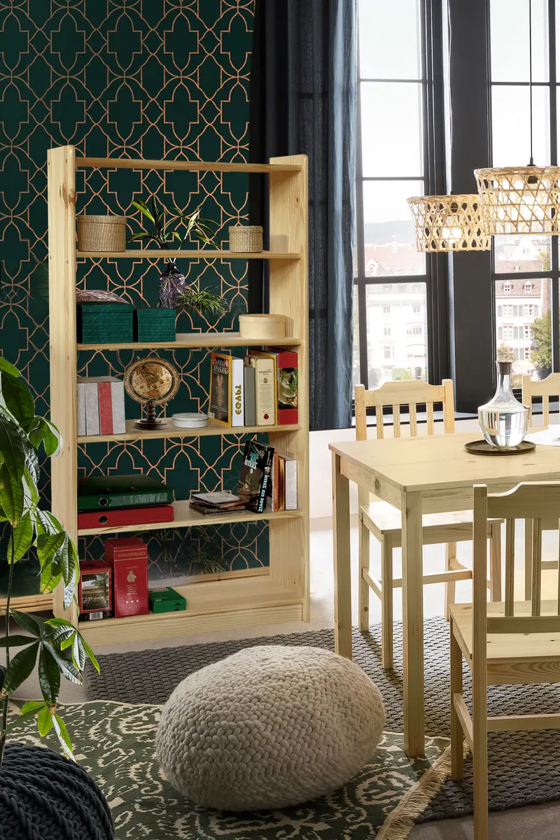 Bücherregal aus Kiefer massiv, natur lackiert, 4 Böden, Ansicht 3