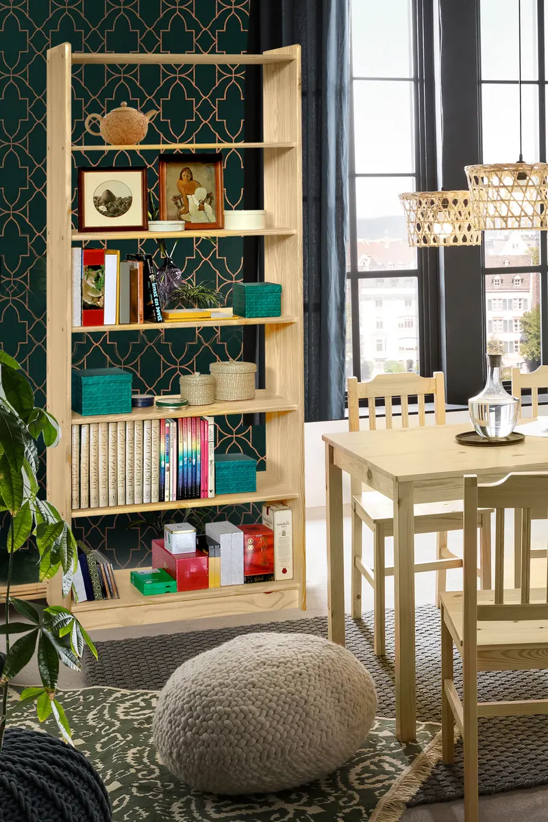 Bücherregal aus Kiefer massiv, natur lackiert, 5 Böden, Ansicht 6