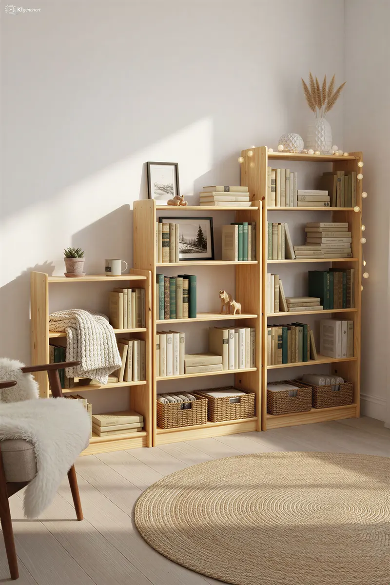 Bücherregal aus massiver Kiefer, natur lackiert, Ansicht 6