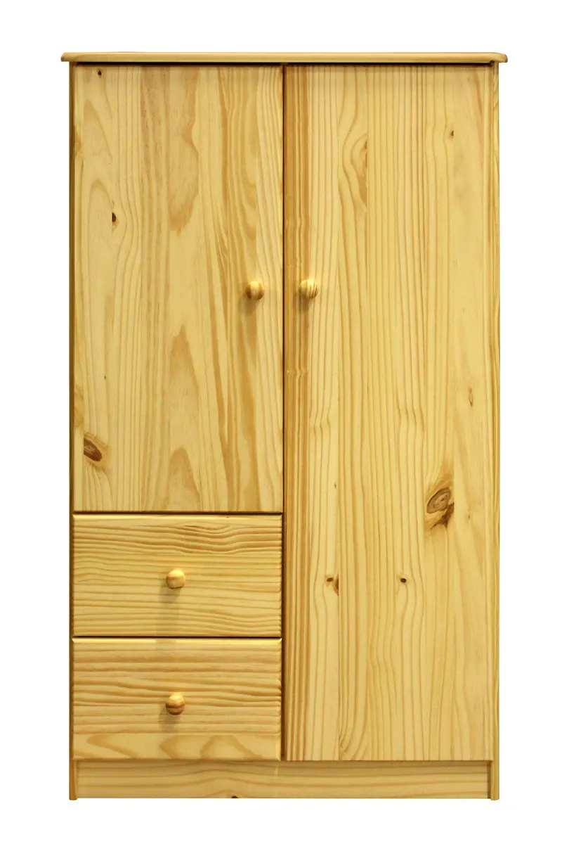 Kleiderschrank aus massivem Kiefernholz, natur lackiert
