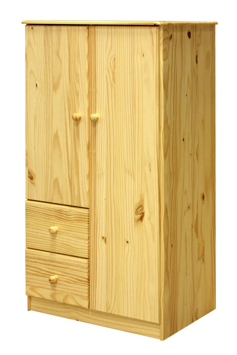 Kleiderschrank aus massivem Kiefernholz, natur lackiert, Ansicht 2